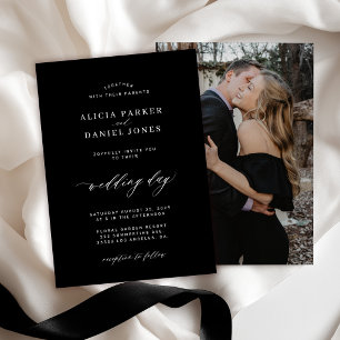 Invitation Mariage élégant sur mesure avec photo en noir et b