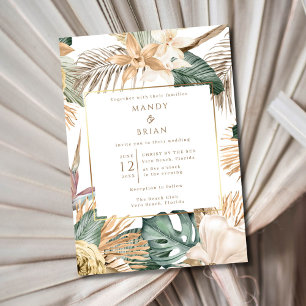 Invitation Mariage Élégant sur une Destination de Plage Côtiè