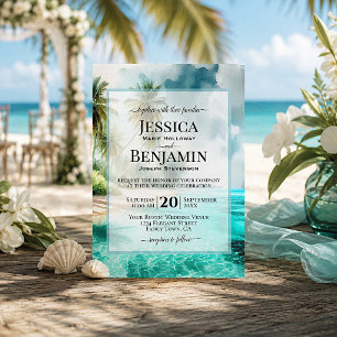 Invitation Mariage élégant sur une plage tropicale côtière à