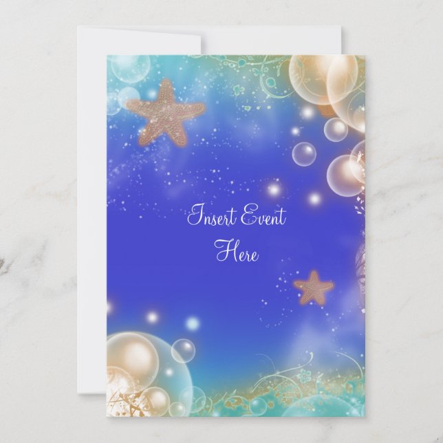 Invitation "Mariage élégant thème plage fiançailles anniversa (Devant)