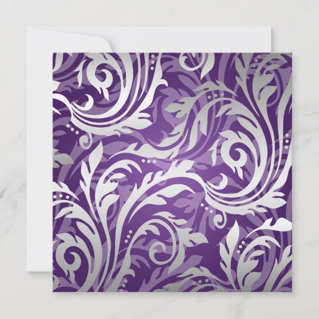 Invitation Mariage élégant Tourbillonnant Flourish violet (Devant)