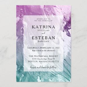 Invitation Mariage élégant Turquoise violet