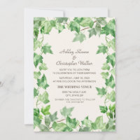 Mariage Élégant Vert Feuilles de Lierre Crème