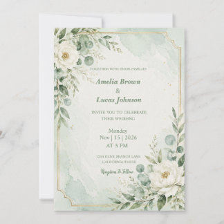 Invitation Mariage Élégant Vert Menthe