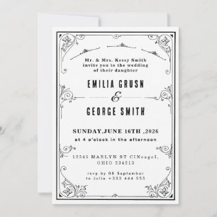 Invitation Mariage Élégant Vintage