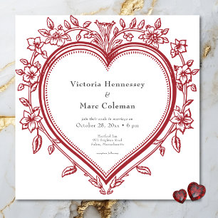 Invitation Mariage Élégant Vintage à Motifs Floraux de Chinoi