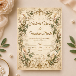 Invitation Mariage Élégant Vintage au Lys Calla
