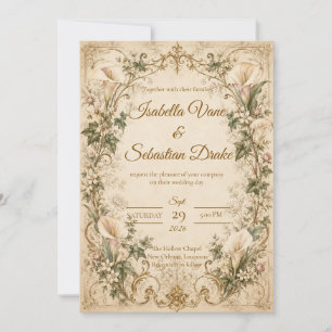 Invitation Mariage Élégant Vintage au Lys Calla