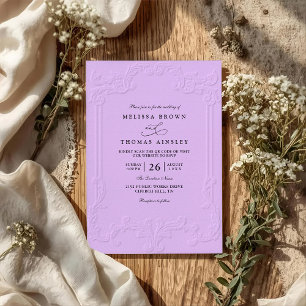 Invitation Mariage élégant vintage avec code QR en relief orn
