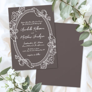 Invitation Mariage Élégant Vintage Brun