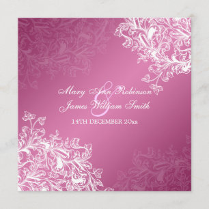 Invitation Mariage élégant, Vintage, frissons roses
