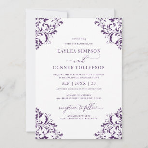 Invitation Mariage Élégant Vintage Plum / Calligraphie Violet