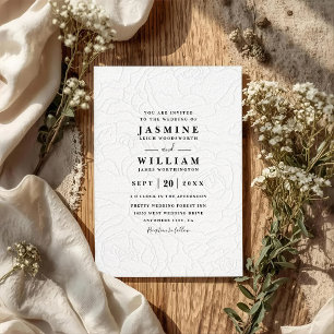 Invitation Mariage élégant vintage relief orné code QR