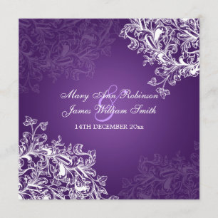 Invitation Mariage Élégant Vintage torrents pourpre