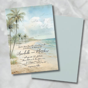 Invitation Mariage Élégant Vintage Tropical de Plage