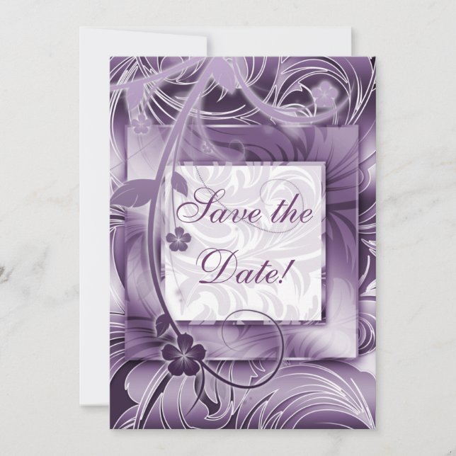 Invitation Mariage Élégante Floral Purple Argent 2 (Devant)