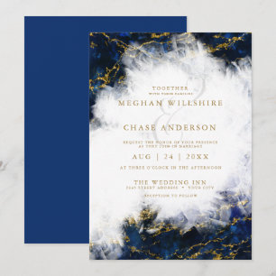 Invitation Mariage   Élégante Géode cristal Lapis Lazuli