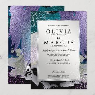 Invitation Mariage   Élégantes pinces argentées