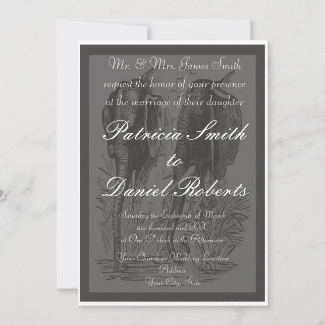 Invitation Mariage éléphant (Devant)