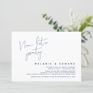 Invitation Mariage Elopement, bleu marine, maintenant fêtons
