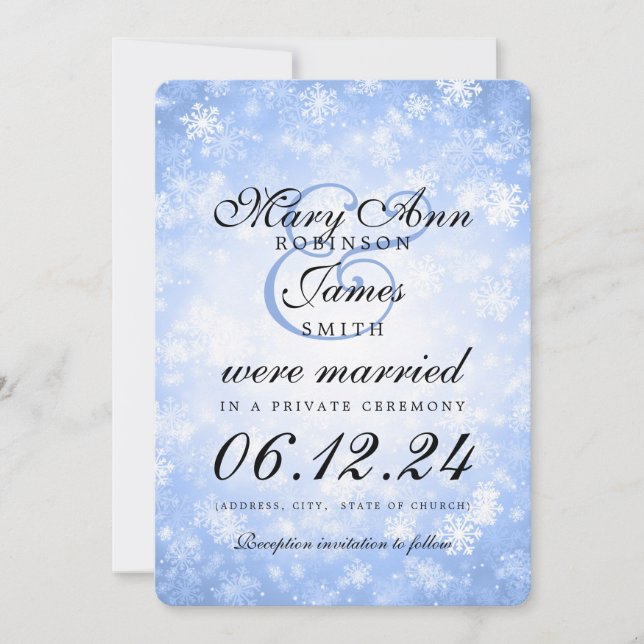 Invitation Mariage / Elopement Blue Winter Wonderland (Devant)