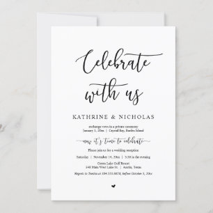 Invitation Mariage Elopement, Célébrer avec nous, Romantique