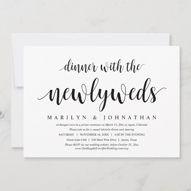 Invitation Mariage Elopement, Dîner Avec Les Nouveaux Mariés  (Devant)
