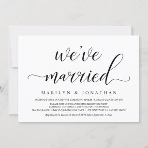 Invitation Mariage Elopement, élégante réception