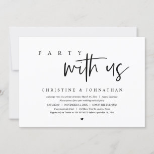 Invitation Mariage Elopement, Fête avec nous