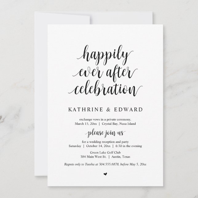 Invitation Mariage Elopement, Heureusement Jamais Après Céléb (Devant)