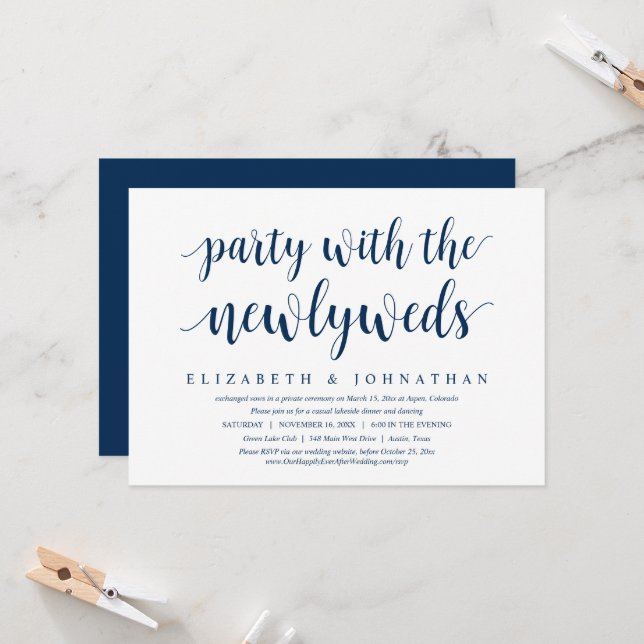 Invitation Mariage Elopement, Heureusement Jamais Après Céléb (Devant/Arrière en situation)