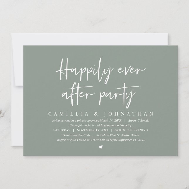 Invitation Mariage Elopement, Heureusement Jamais Après Fête  (Devant)