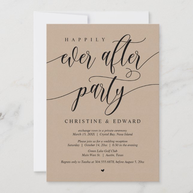 Invitation Mariage Elopement, Heureusement Jamais Après La Fê (Devant)