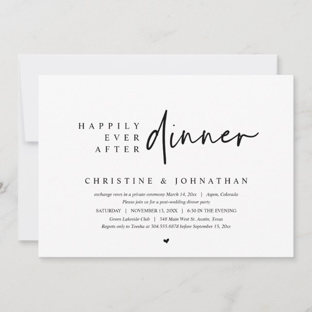 Invitation Mariage Elopement, Heureusement Jamais Après Le Dî (Devant)