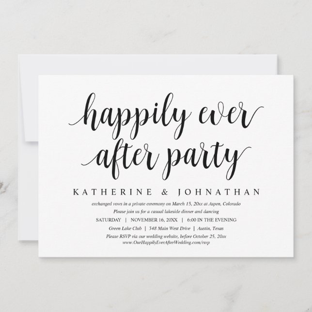 Invitation Mariage Elopement, Heureusement Jamais Après Le Dî (Devant)