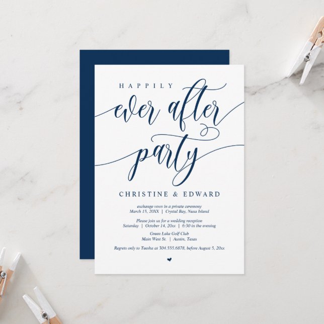Invitation Mariage Elopement, Heureusement Jamais Après L'Inv (Devant/Arrière en situation)