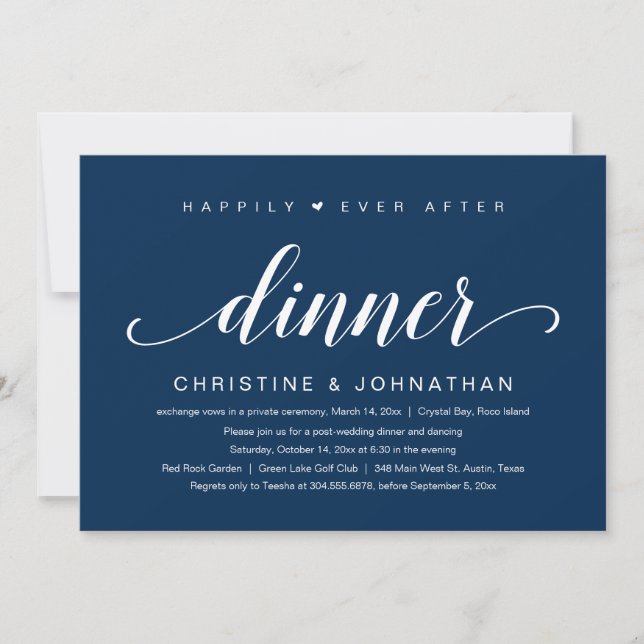 Invitation Mariage Elopement, Heureux Jamais Après Le Dîner I (Devant)