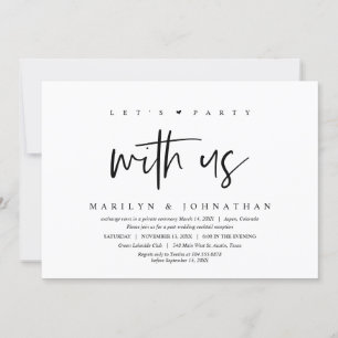 Invitation Mariage Elopement, Moderne, Faisons la fête avec n