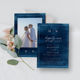 Invitation Mariage Elopement Monogram Elegant Marine
