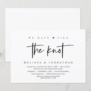 Invitation Mariage Elopement, Nous avons noué le noeud