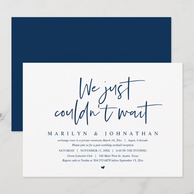 Invitation Mariage Elopement, Nous ne pouvions pas attendre I (Devant / Derrière)