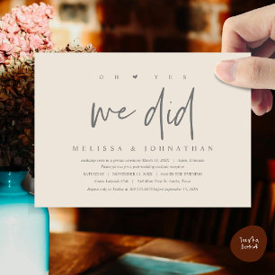 Invitation Mariage Elopement, oh oui, nous l'avons fait