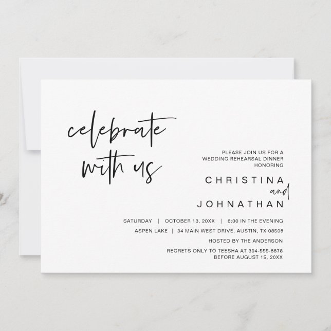 Invitation Mariage Elopement Party, Célébrez avec nous Invita (Devant)