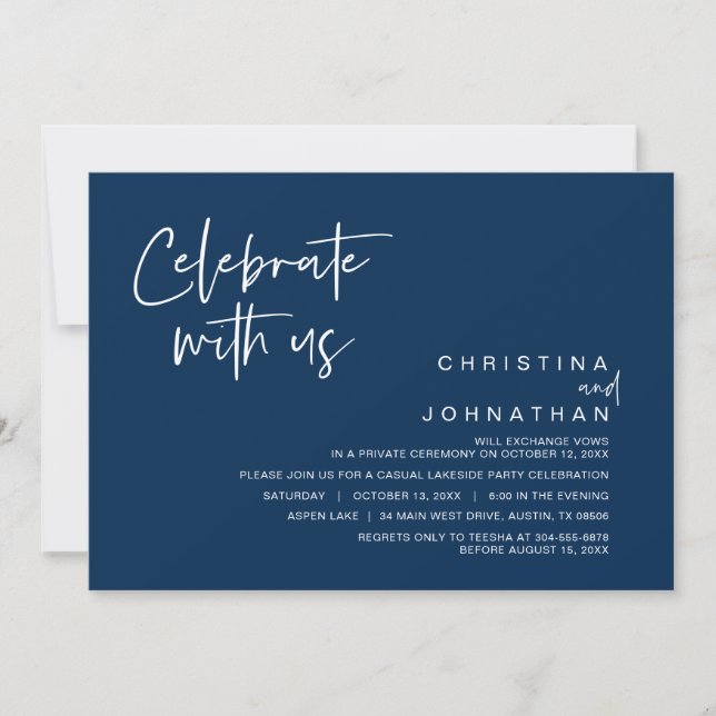 Invitation Mariage Elopement Party, Célébrez avec nous Invita (Devant)