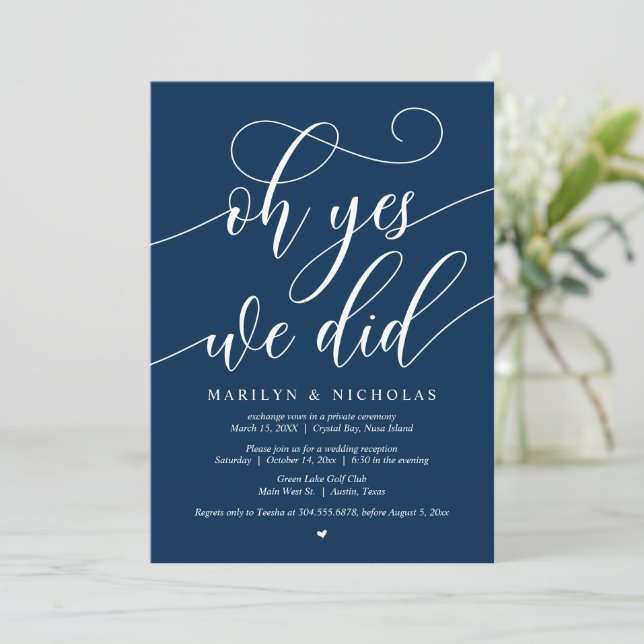 Invitation Mariage Elopement Party, Oh Oui, Nous L'Avons Fait (Debout devant)