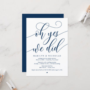 Invitation Mariage Elopement Party, Oh Oui, Nous L'Avons Fait