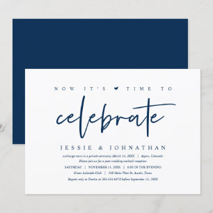 Invitation Mariage Elopement, temps de fêter, Navy Blue