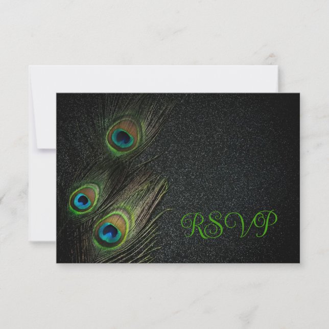 Invitation Mariage Emerald Green Black Gold Peacock (Devant)
