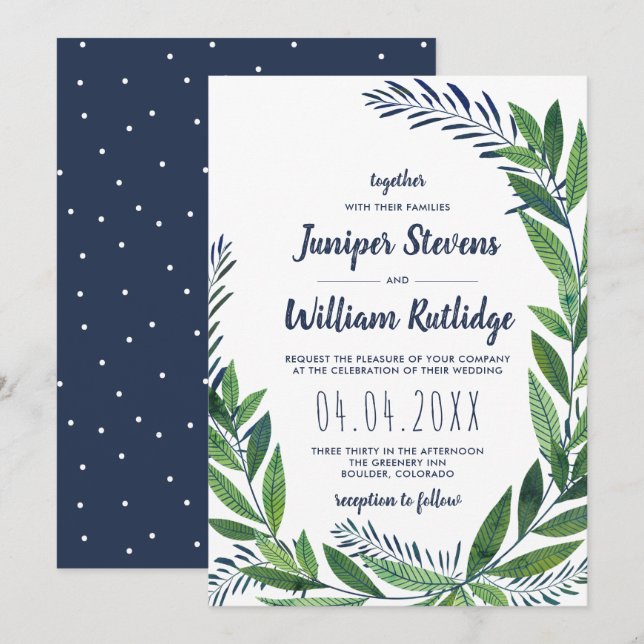 Invitation Mariage Emerald Greenery (Devant / Derrière)
