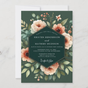Invitation Mariage Emeraude et Pêche Chiaroscuro